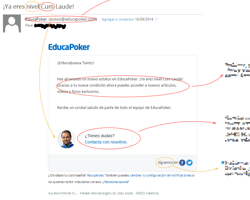 EducaPoker automatic email example